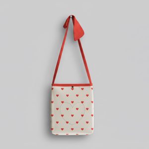 Lalin Kalp Desenli Kanvas Çanta